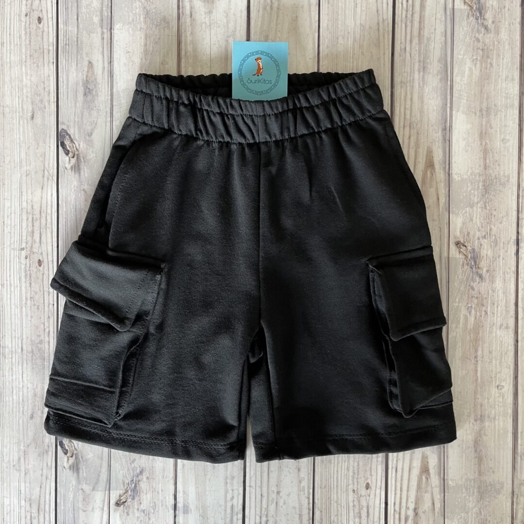 BERMUDA ALGODON RUSTICO NEGRO  CARGO OVER