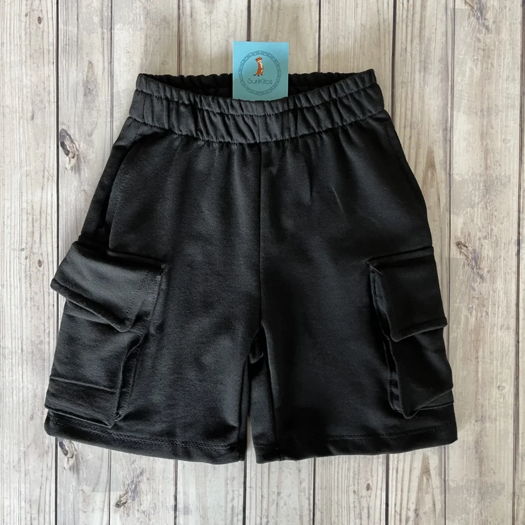 BERMUDA ALGODON RUSTICO NEGRO  CARGO OVER