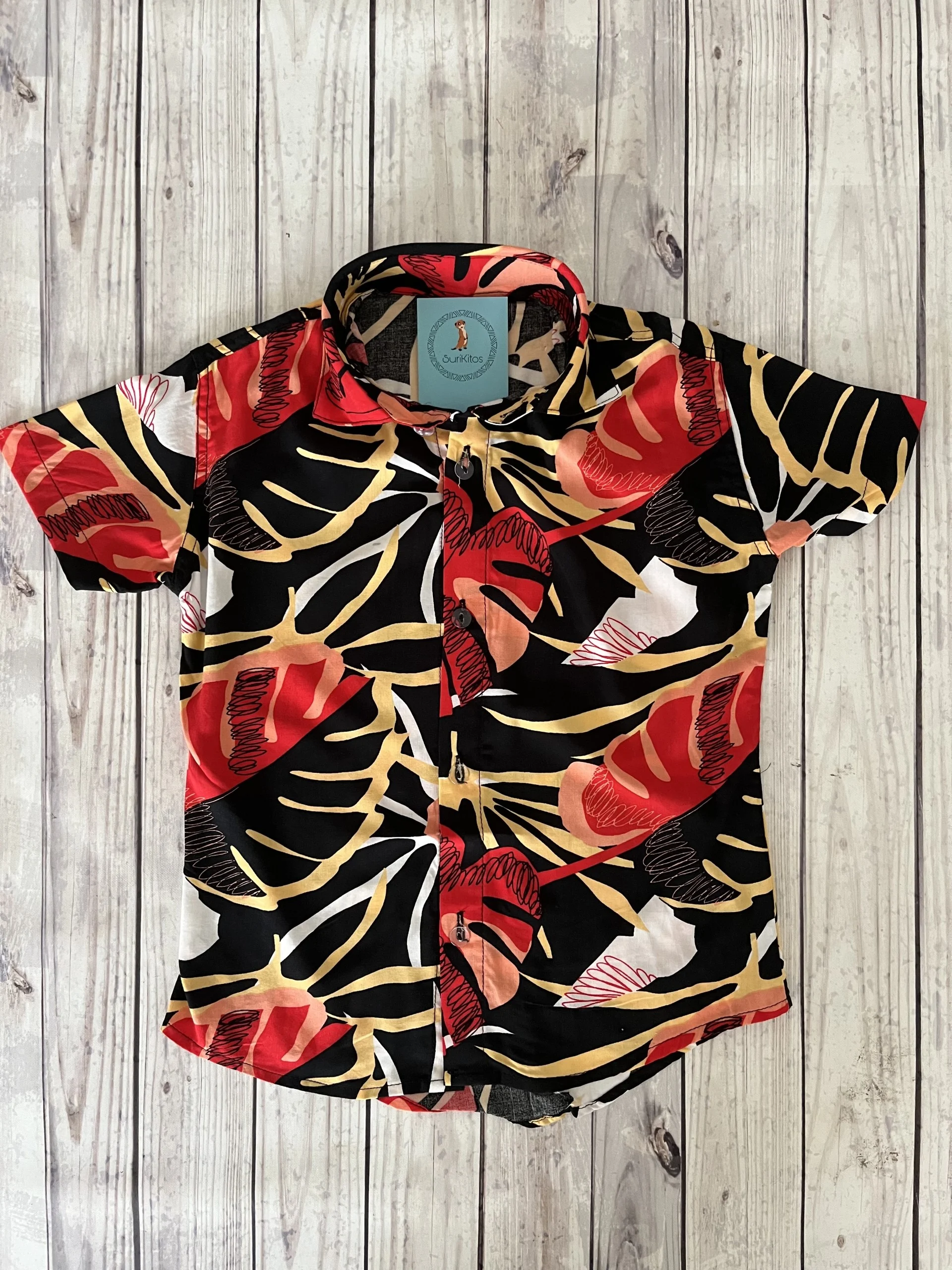 CAMISA HAWAIANA PALMERAS CHERRY