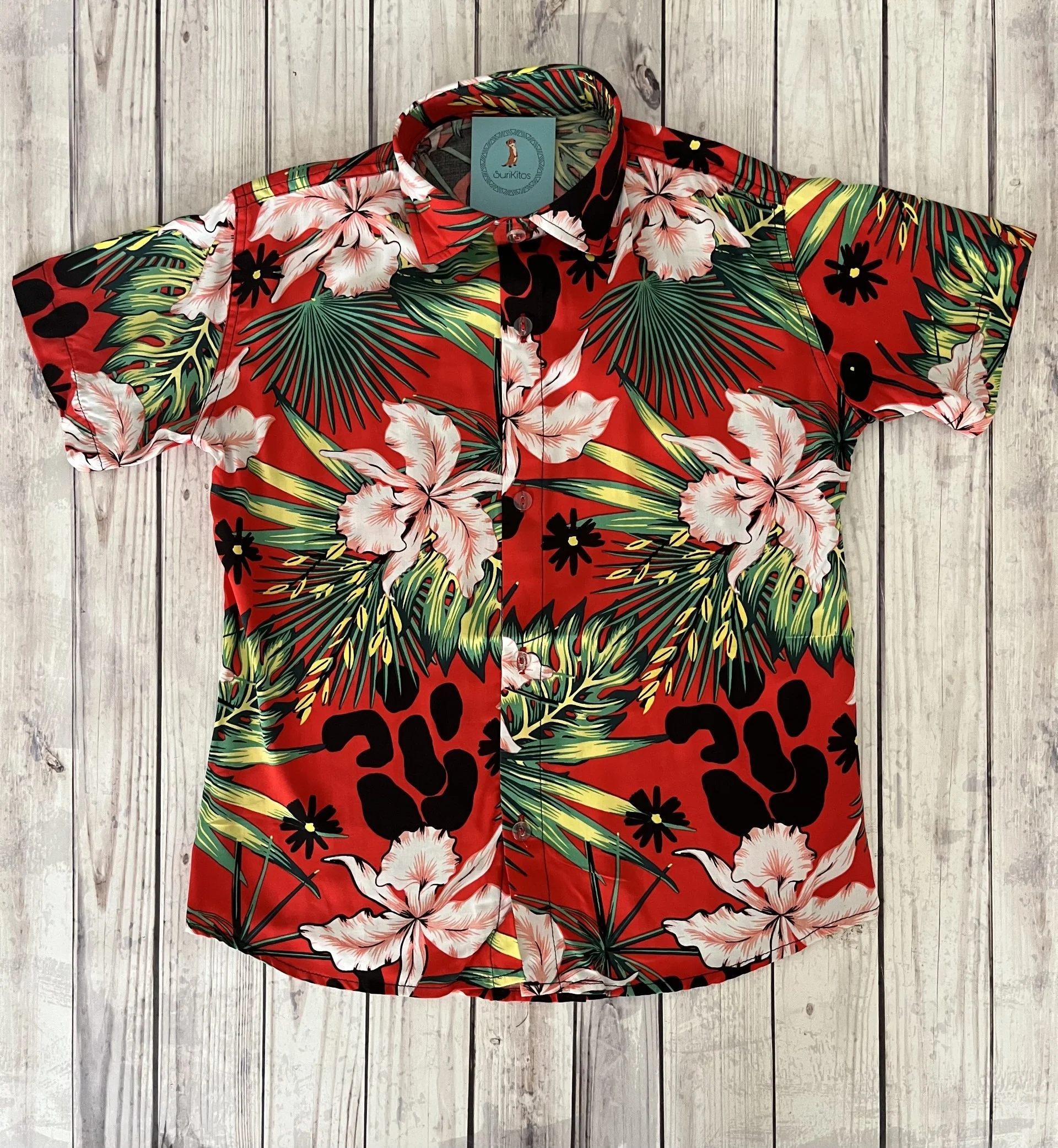 CAMISA HAWAIANA PALMERA ROJA
