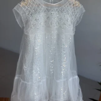 VESTIDO LENTEJUELAS FIESTA BLANCO . LINEA IMPORTADA
