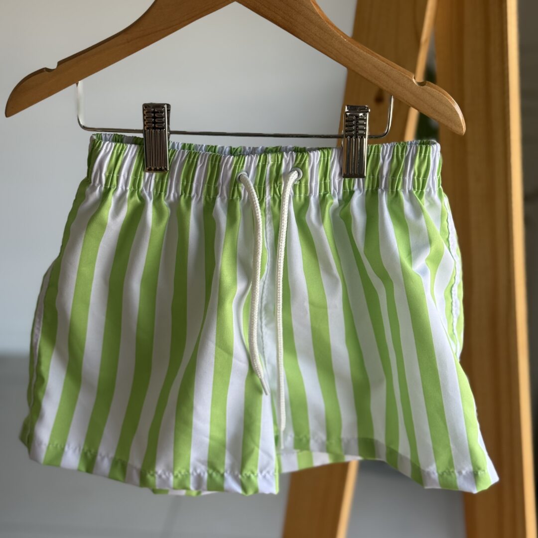 SHORT DE BAÑO RAYAS VERDE CLARO ( c/ suspensor)
