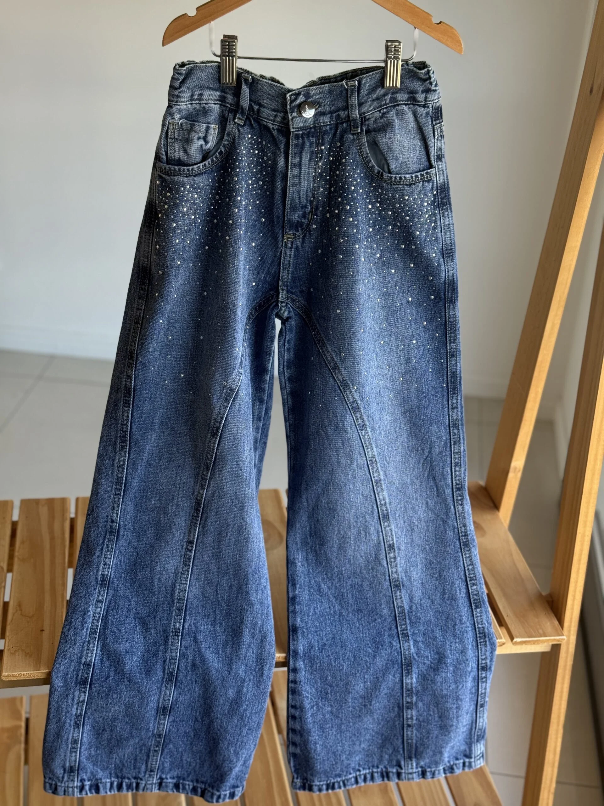 WIDE LEG RECORTE C/ STRASS SARA