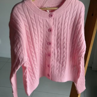 CARDIGAN LISO ROSA BREMER. LÍNEA IMPORTADA