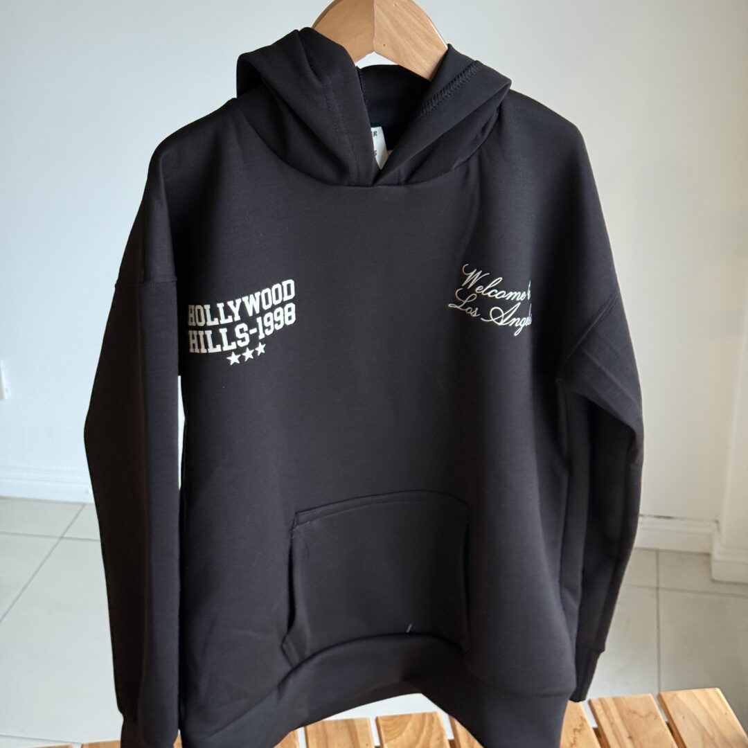 BUZO HOLLYWOOD UNISEX NEGRO ( media estacion )