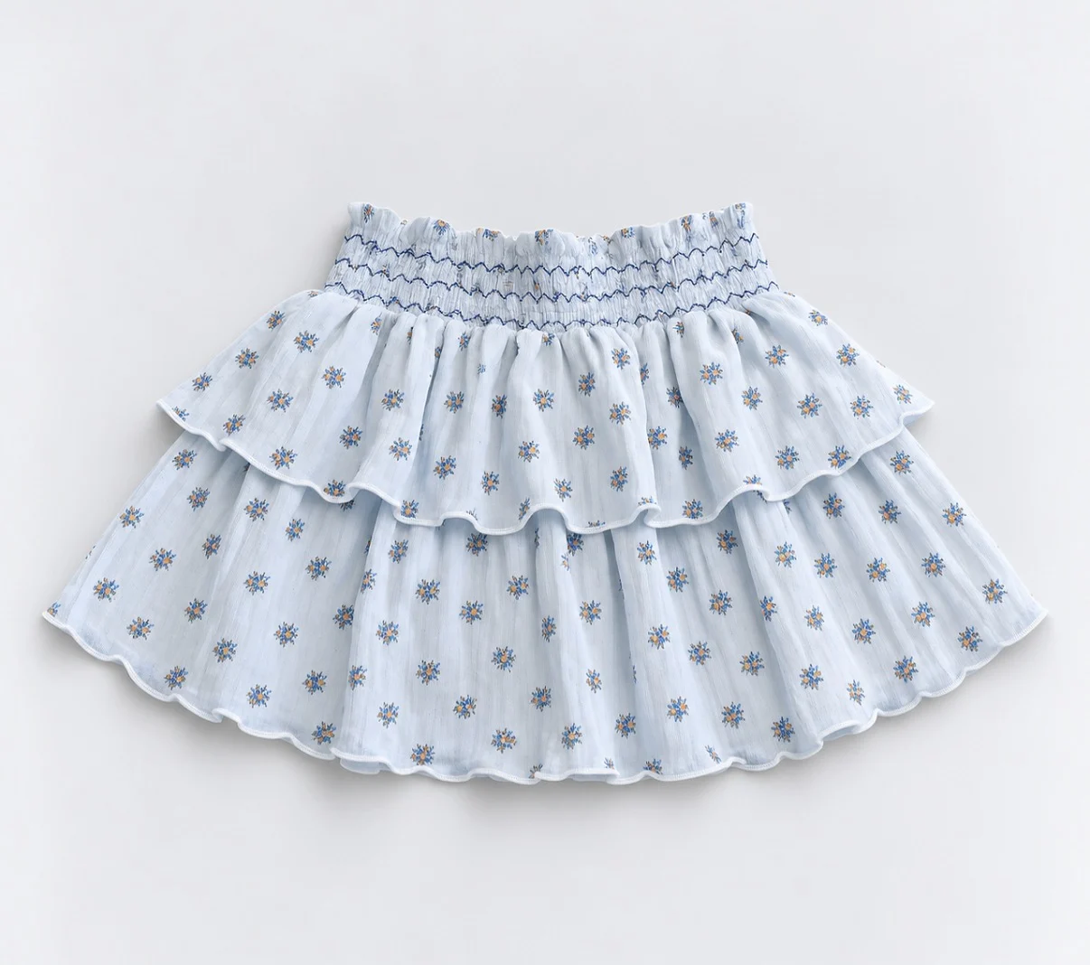 POLLERA FLOREADA CELESTE (con short) . LINEA IMPORTADA