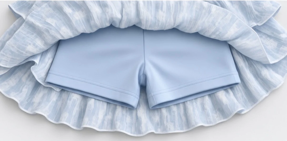 POLLERA FLOREADA CELESTE (con short) . LINEA IMPORTADA - Imagen 2
