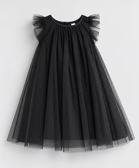 VESTIDO TUL BRILLO NEGRO . LÍNEA IMPORTADA