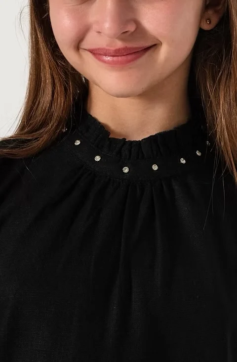 CONJUNTO DE LINO NEGRO (  strass en el cuello). LINEA IMPORTADA - Imagen 2