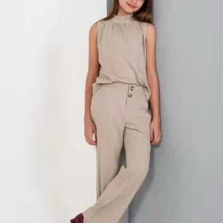 CONJUNTO DE LINO BEIGE ( strass en el cuello) . LINEA IMPORTADA
