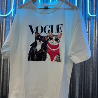 REMERA GATITO VOGUE BLANCA